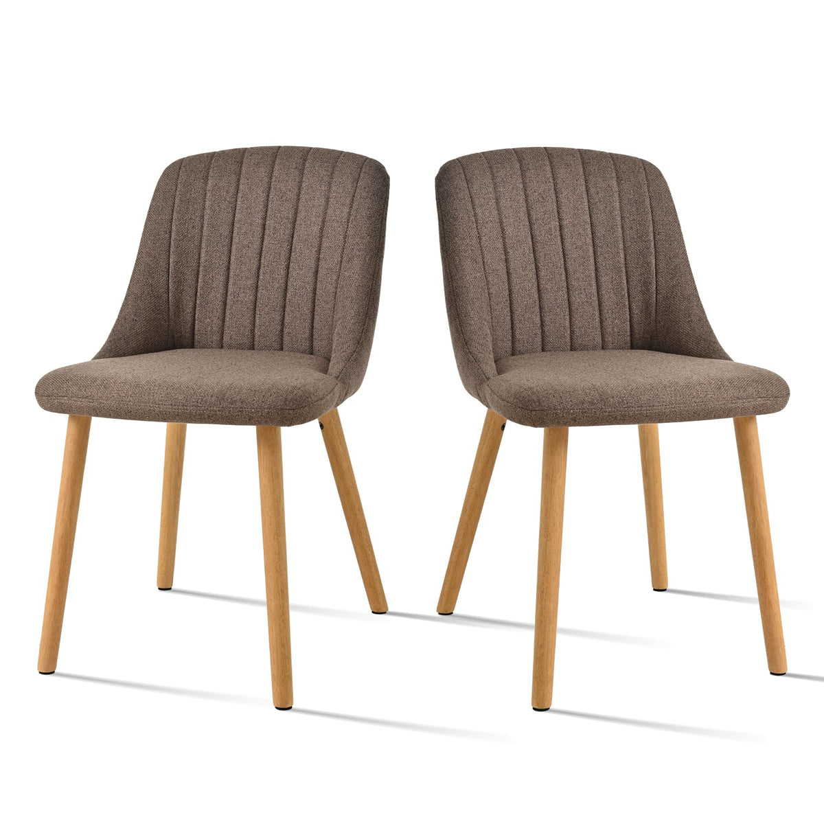 Esszimmerstühle Beige 4er Set Holzbeine Polsterstuhl Küchenstuhl aus Polyester Stühle Esszimmer Wohnzimmerstuhl für Esszimmer Küche Büro