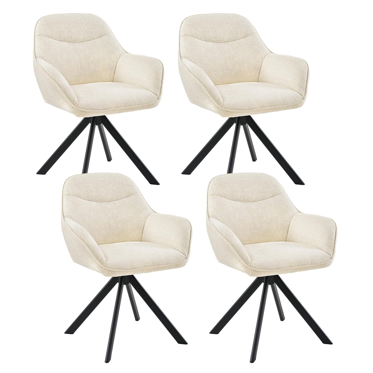 6er Set Esszimmerstühle Drehbar mit Armlehne, 360° Drehstuhl Polsterstuhl Samt Modern Küchenstuhl mit Metallbeine für Esszimmer, Wohnzimmer, Büro, Dunkelgrau