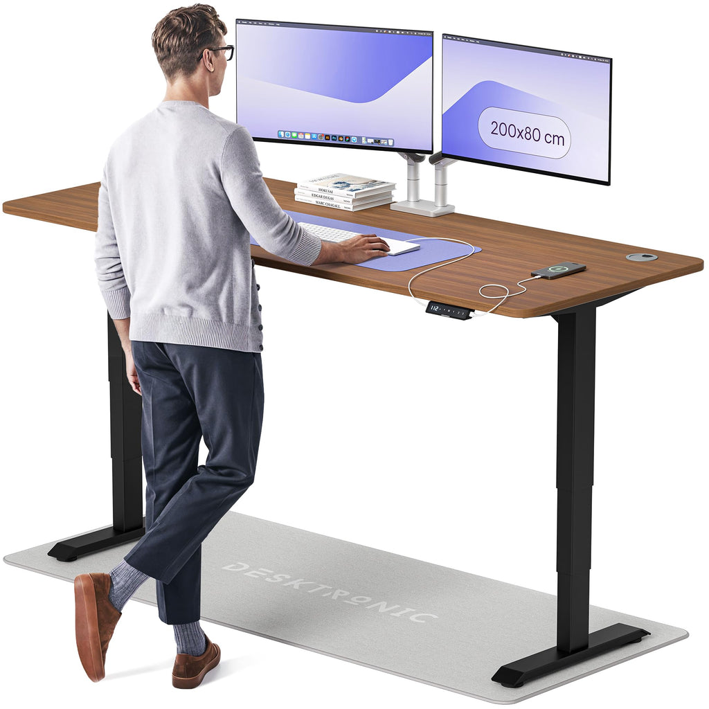 Desktronic HomePro Schreibtisch elektrisch höhenverstellbar, Steh-Sitz Schreibtisch mit Dual Motor, Touchscreen & USB-A/USB-C