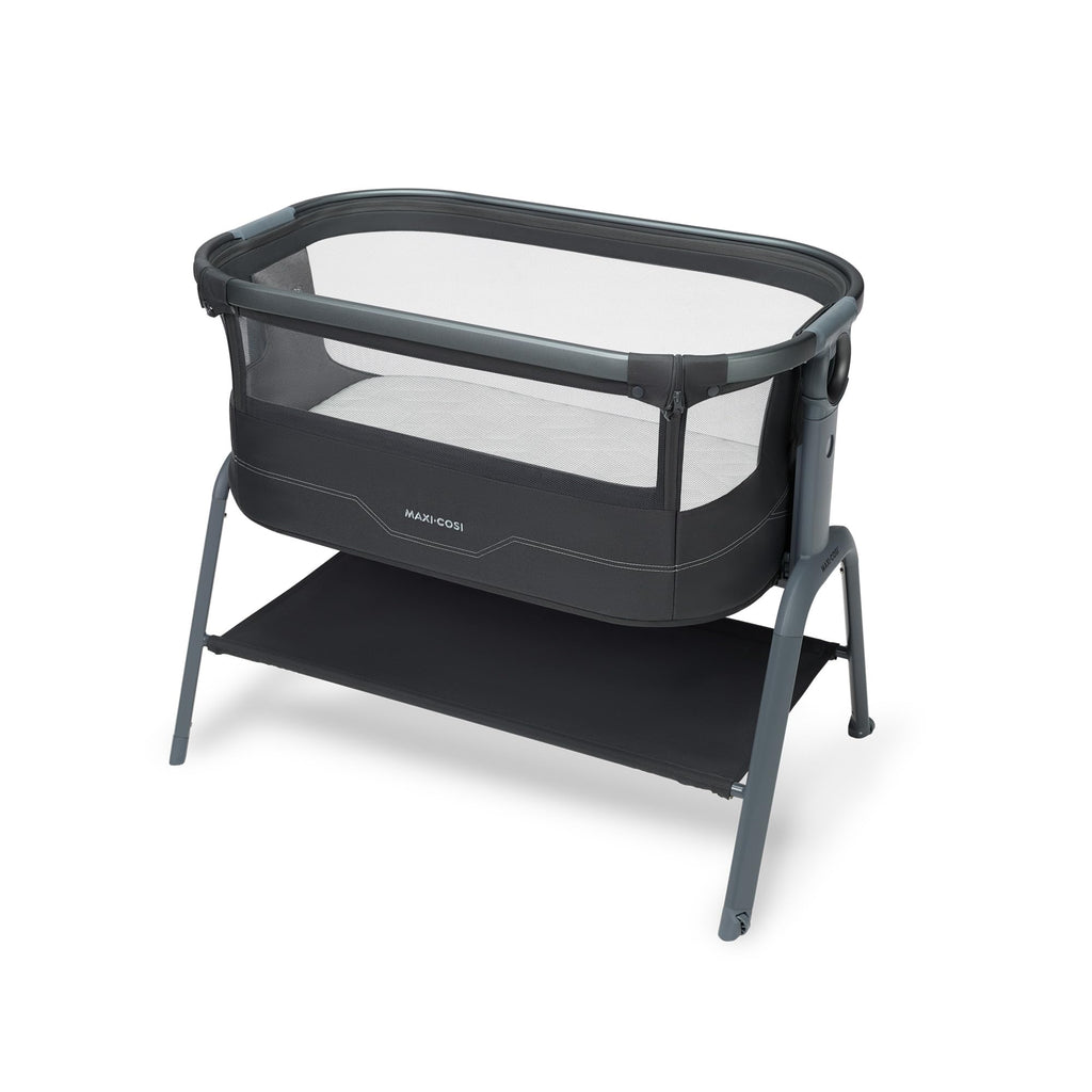 Maxi Cosi Iora² Baby Stubenbett, 0–6 kg (9 kg), Klappbares und Leichtes Beistellbett Baby, 5 cm CloudCore-Matratze, 5 Höhenstufen, 2 Leichtgängige Rollen, Easy Slide, Elegance Beige