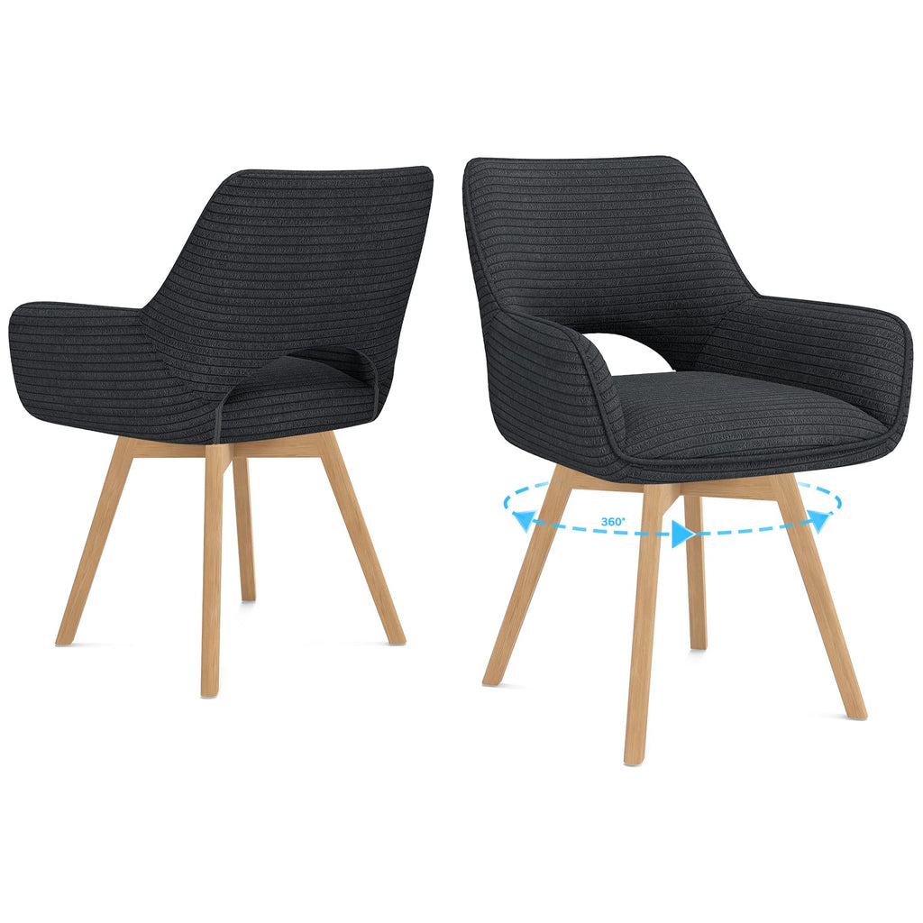 WAFTING Esszimmerstühle 4er Set Drehbar 360°,Armlehnstuhl,Küchenstuhl,Taupe