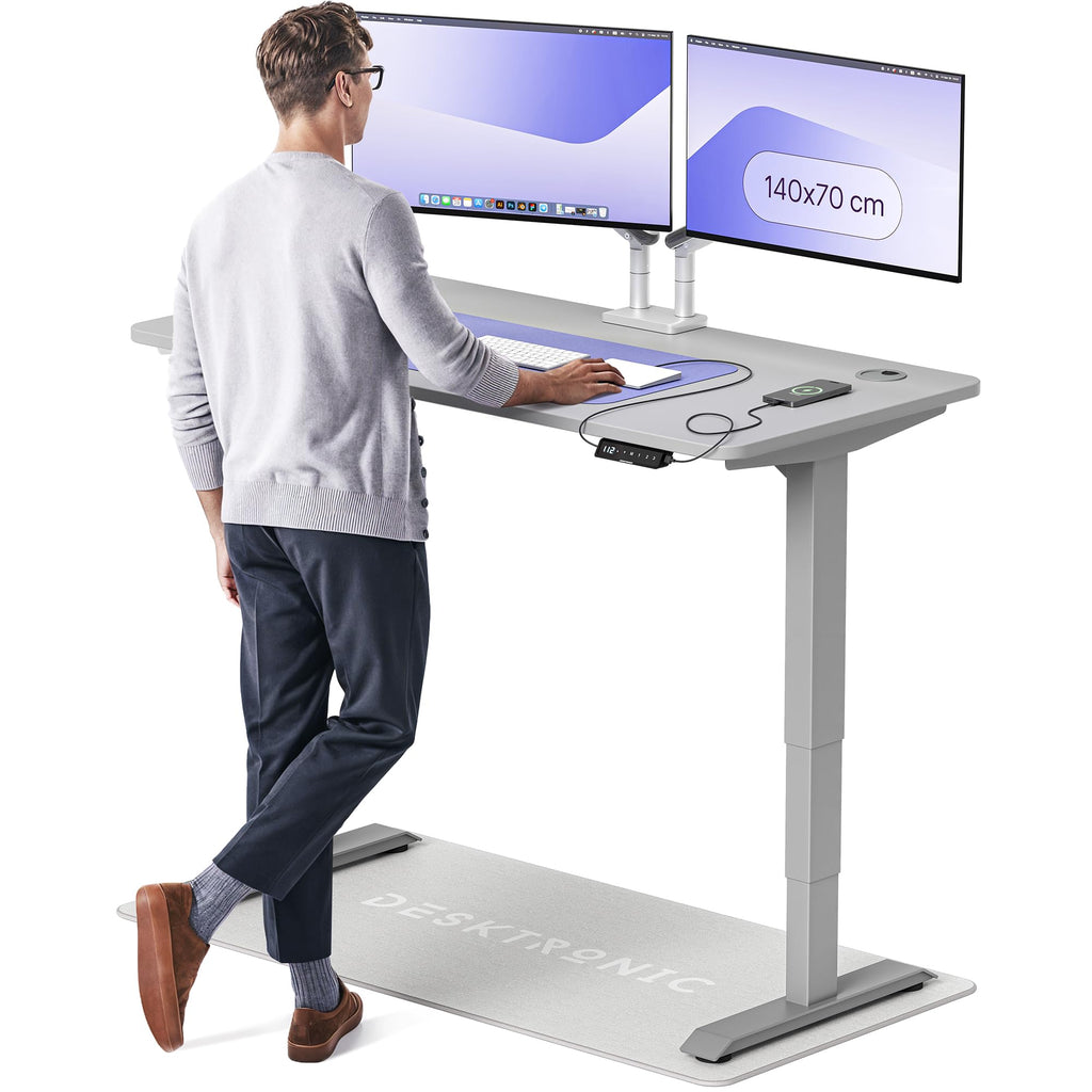 Desktronic HomePro Schreibtisch elektrisch höhenverstellbar, Steh-Sitz Schreibtisch mit Dual Motor, Touchscreen & USB-A/USB-C