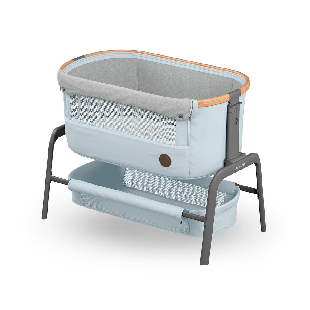 Maxi Cosi Iora² Baby Stubenbett, 0–6 kg (9 kg), Klappbares und Leichtes Beistellbett Baby, 5 cm CloudCore-Matratze, 5 Höhenstufen, 2 Leichtgängige Rollen, Easy Slide, Elegance Beige