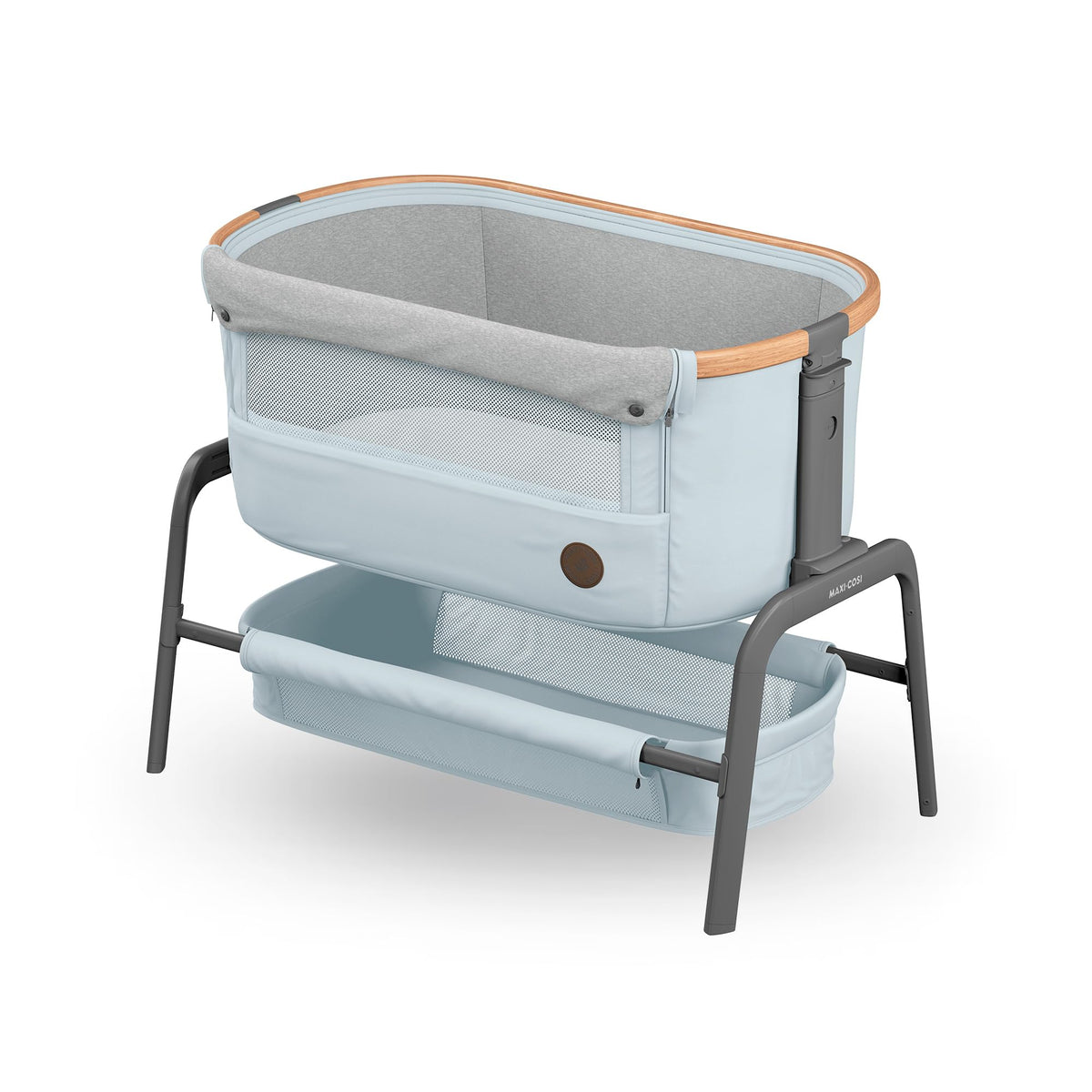 Maxi Cosi Iora² Baby Stubenbett, 0–6 kg (9 kg), Klappbares und Leichtes Beistellbett Baby, 5 cm CloudCore-Matratze, 5 Höhenstufen, 2 Leichtgängige Rollen, Easy Slide, Elegance Beige