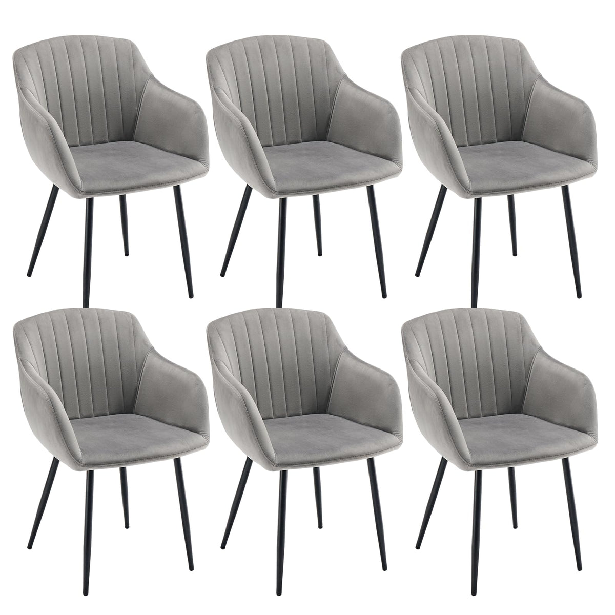 Esszimmerstühle Beige 4er Set mit Armlehnen, Modern Polsterstühle Leinen, Küchenstühle mit Metallgestell für Esszimmer, Wohnzimmer, Küche