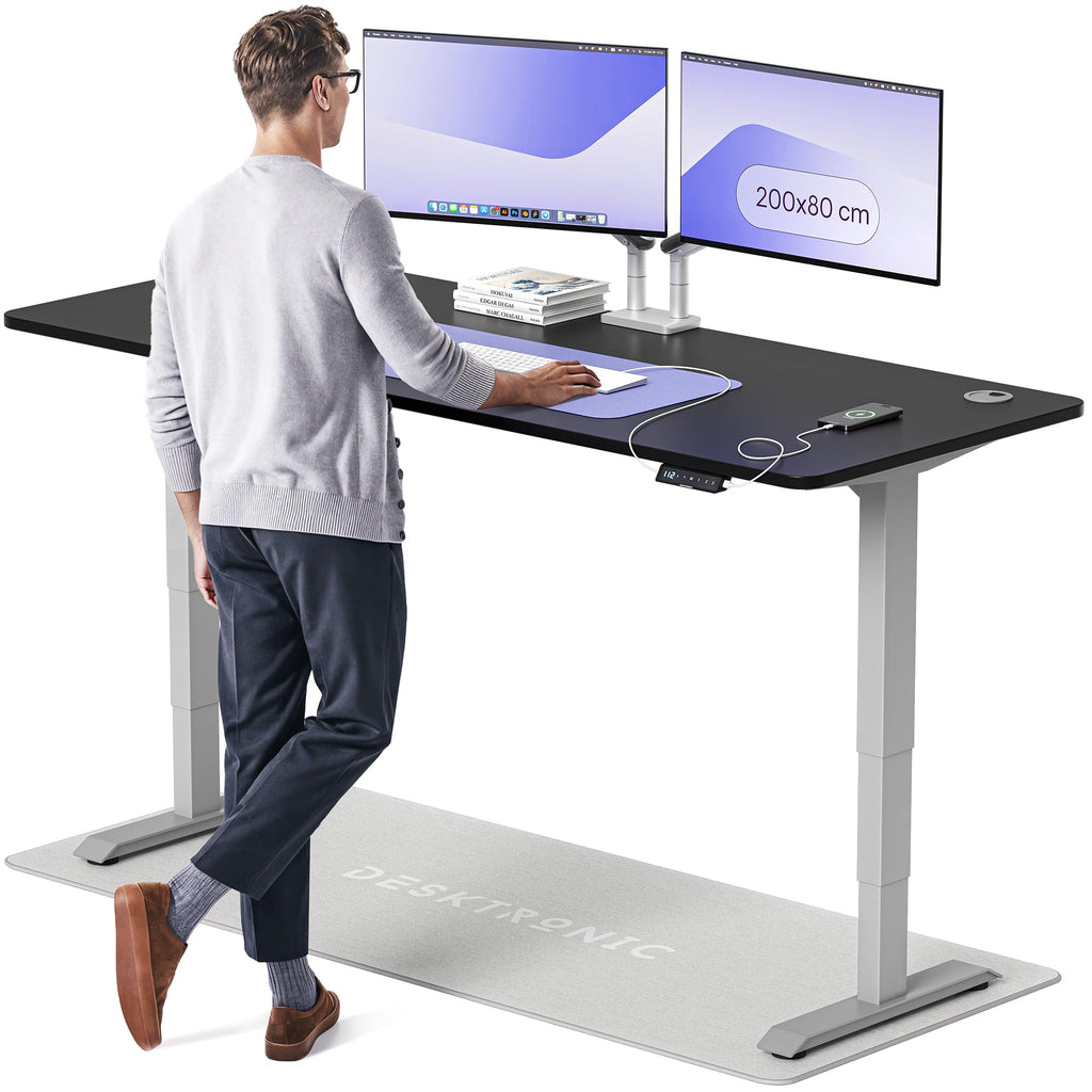 Desktronic HomePro Schreibtisch elektrisch höhenverstellbar, Steh-Sitz Schreibtisch mit Dual Motor, Touchscreen & USB-A/USB-C