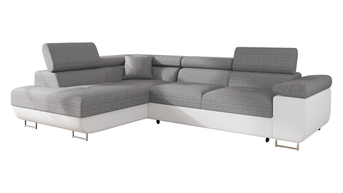 Mirjan24 Torezio Ecksofa mit Schlaffunktion & Bettkasten – L-Form Wohnlandschaft mit verstellbaren Kopfstützen, Schlafsofa für Wohnzimmer