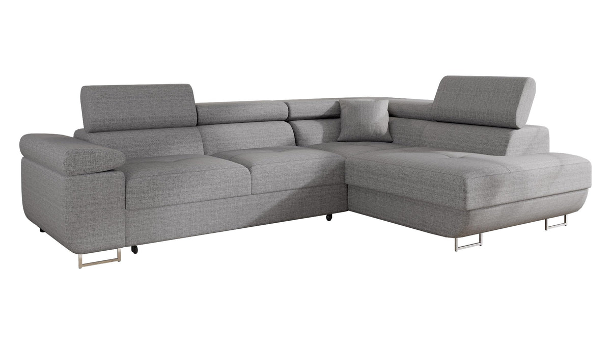 Mirjan24 Torezio Ecksofa mit Schlaffunktion & Bettkasten – L-Form Wohnlandschaft mit verstellbaren Kopfstützen, Schlafsofa für Wohnzimmer