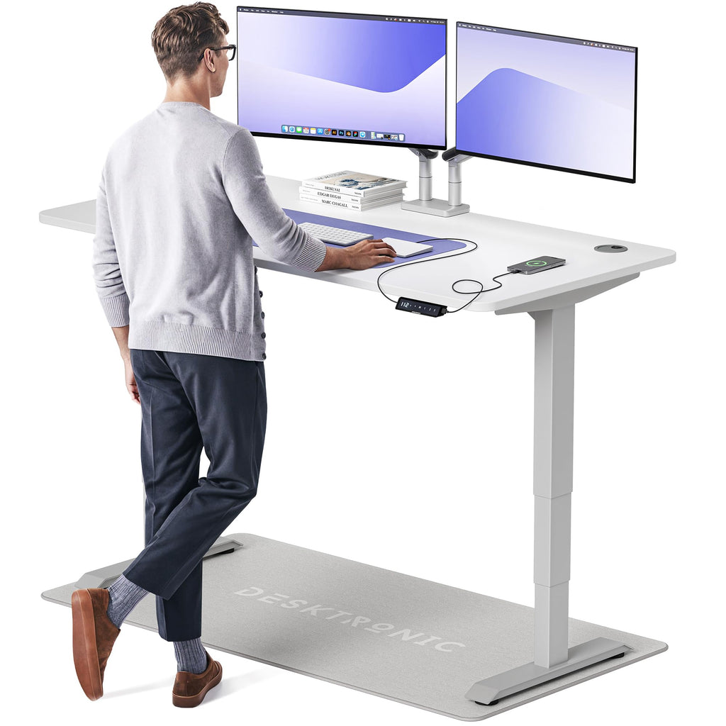 Desktronic HomePro Schreibtisch elektrisch höhenverstellbar, Steh-Sitz Schreibtisch mit Dual Motor, Touchscreen & USB-A/USB-C