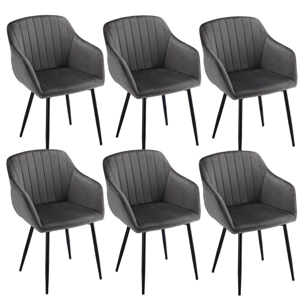 Esszimmerstühle Beige 4er Set mit Armlehnen, Modern Polsterstühle Leinen, Küchenstühle mit Metallgestell für Esszimmer, Wohnzimmer, Küche