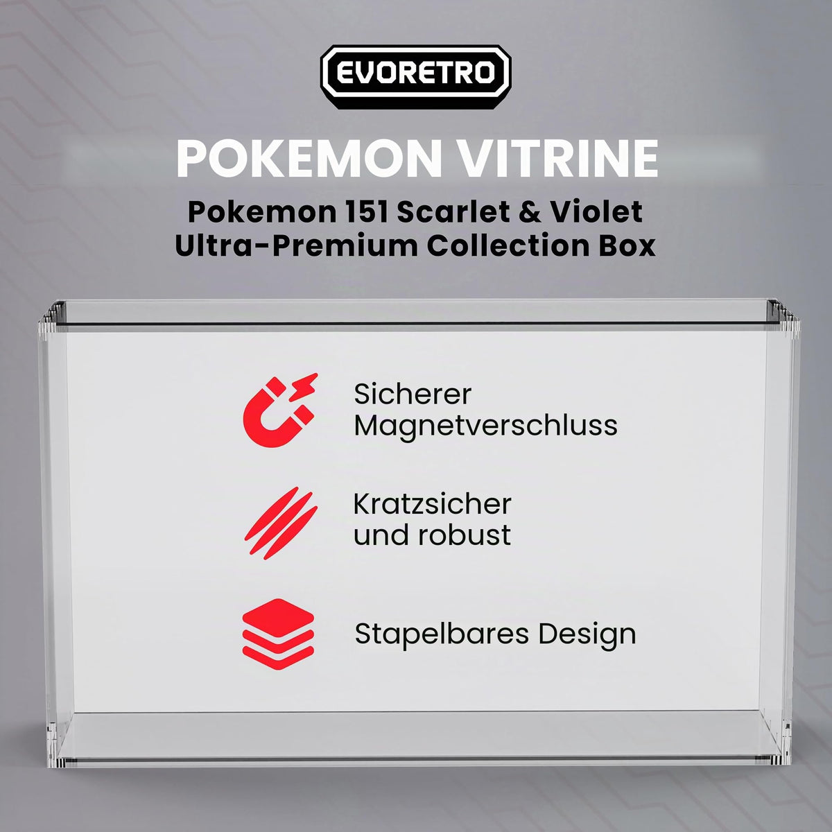 EVORETRO Vitrine Acryl Aufbewahrungsbox für Pokemon Scarlet und Violet 151 Ultra Premium Collection 1 Stück schützende staubdichte UV-beständige Vitrine