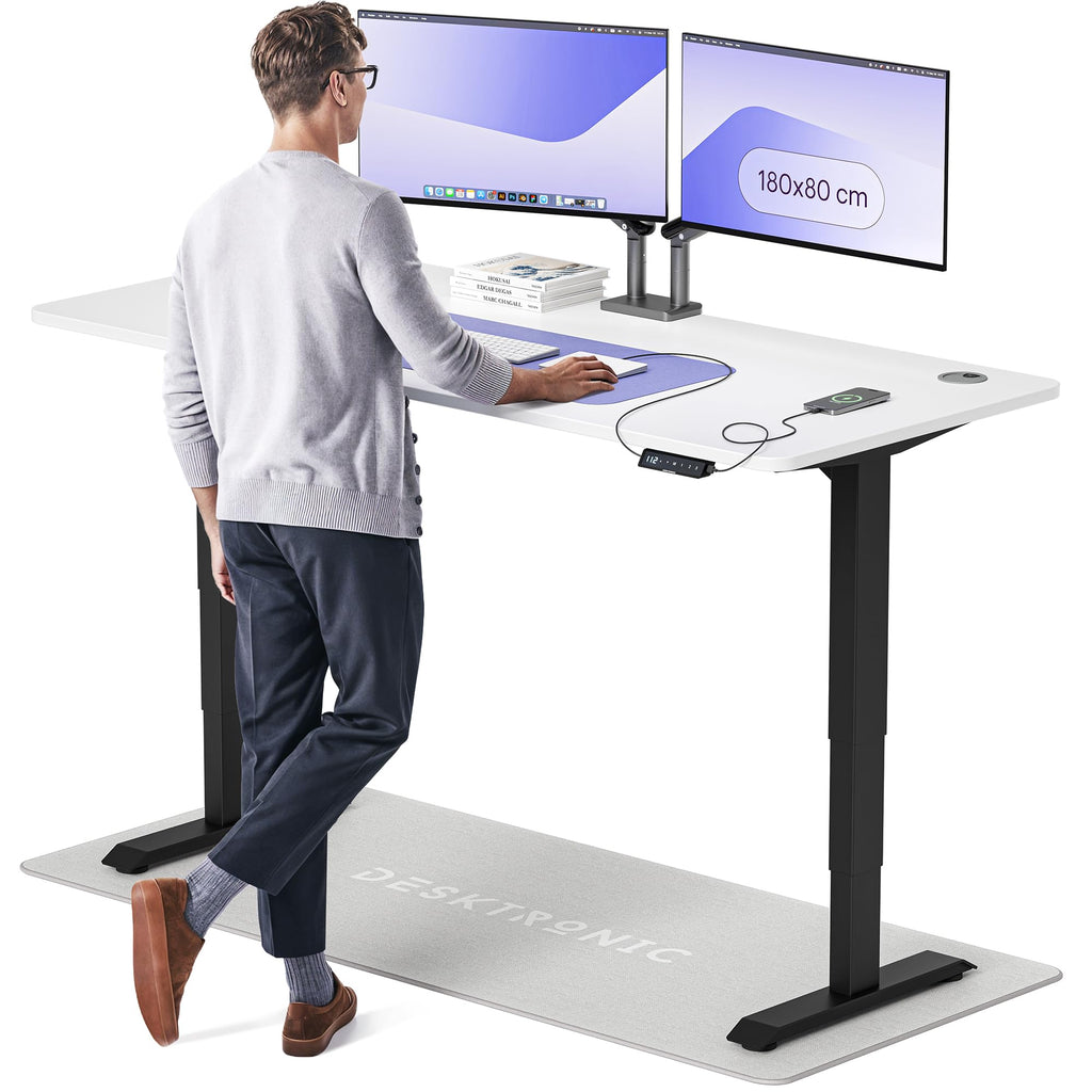 Desktronic HomePro Schreibtisch elektrisch höhenverstellbar, Steh-Sitz Schreibtisch mit Dual Motor, Touchscreen & USB-A/USB-C