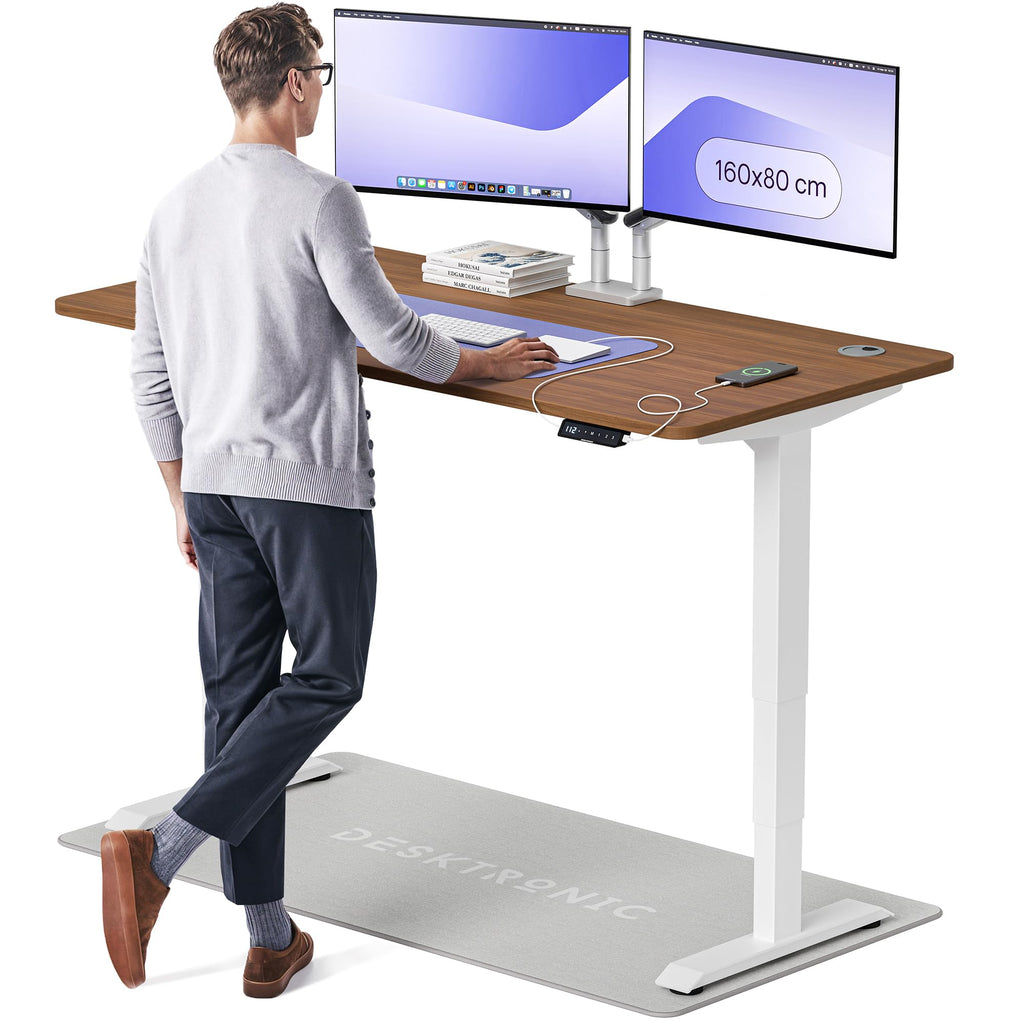 Desktronic HomePro Schreibtisch elektrisch höhenverstellbar, Steh-Sitz Schreibtisch mit Dual Motor, Touchscreen & USB-A/USB-C