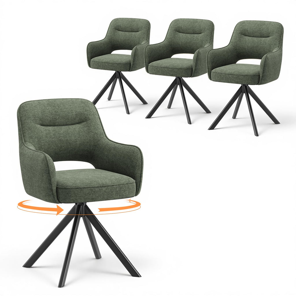 COLAMY Drehstühle für Esszimmer, 2er Set, Drehbare Polsterstühle mit Armlehnen und Rückenlehne, Bequeme Küchenstühle für Wohnzimmer & Essbereich, Beige
