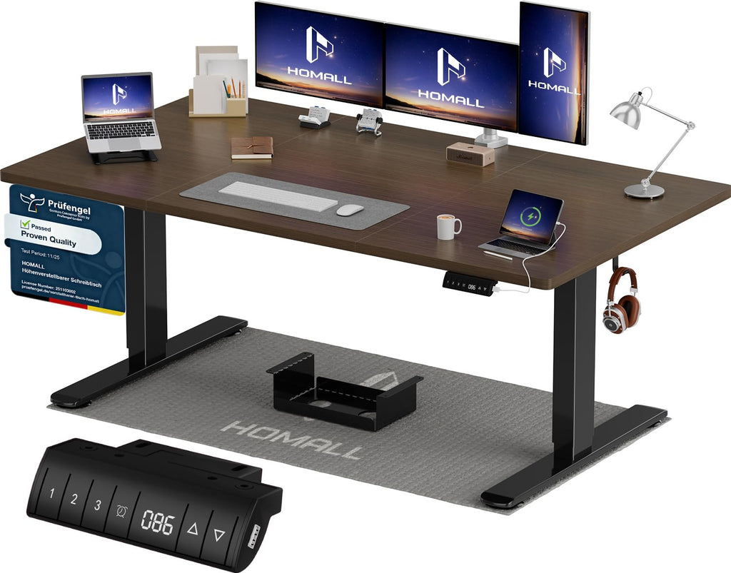 Homall Elektrischer Schreibtisch höhenverstellbar Weiß – Standing Desk mit USB-A, Memory-Funktion & Kabelmanagement