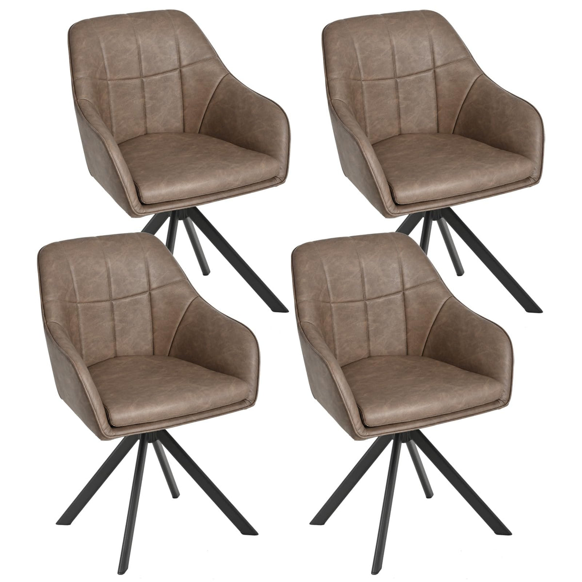 Drehstuhl Esszimmer 4er Set Samt Grün mit Armlehne Polsterstuhl Esszimmerstühle drehbar Küchenstuhl mit Metallbeine für Wohnzimmer Esszimmer