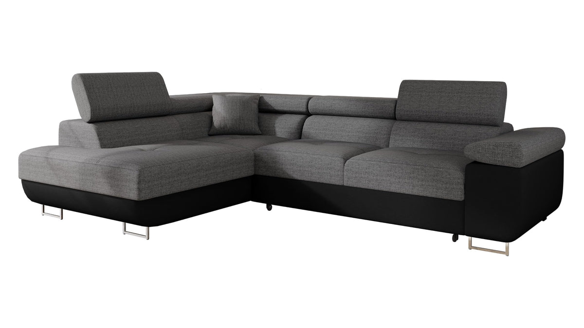 Mirjan24 Torezio Ecksofa mit Schlaffunktion & Bettkasten – L-Form Wohnlandschaft mit verstellbaren Kopfstützen, Schlafsofa für Wohnzimmer