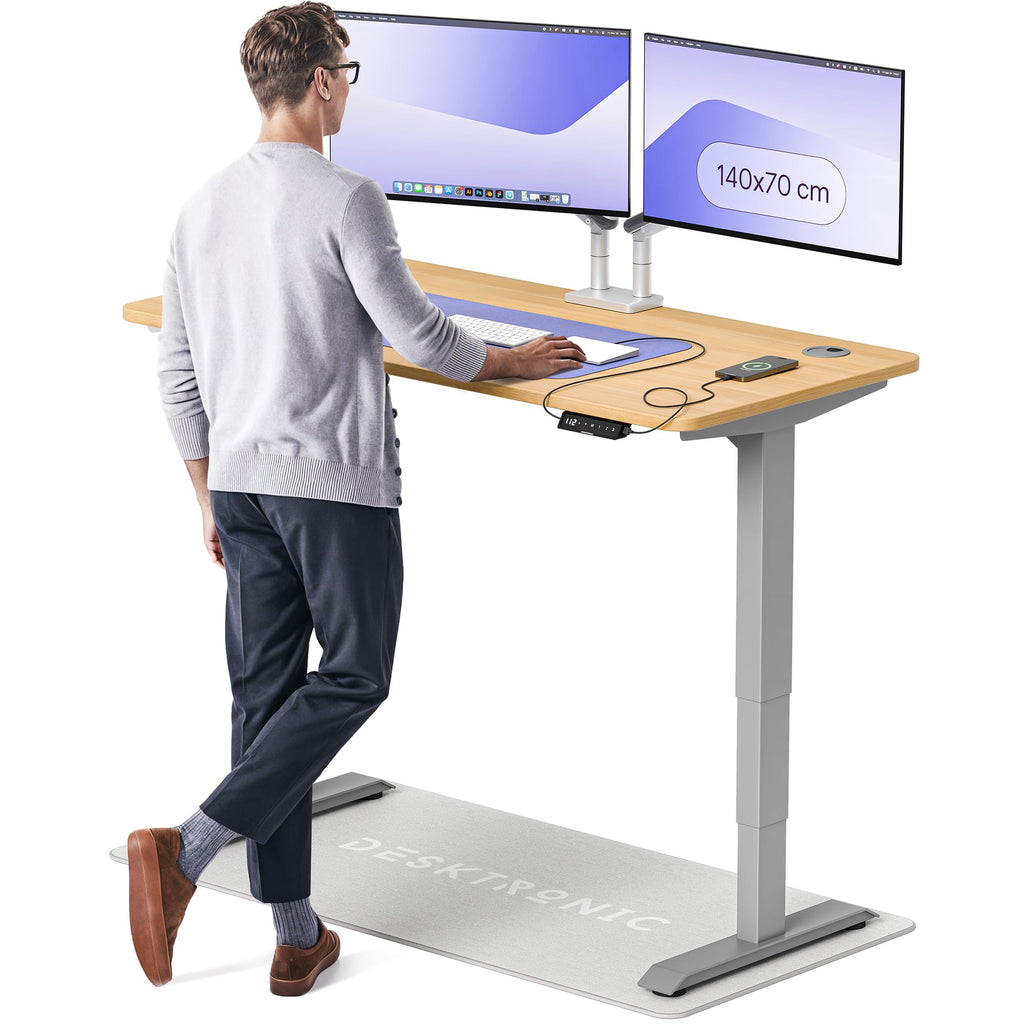 Desktronic HomePro Schreibtisch elektrisch höhenverstellbar, Steh-Sitz Schreibtisch mit Dual Motor, Touchscreen & USB-A/USB-C