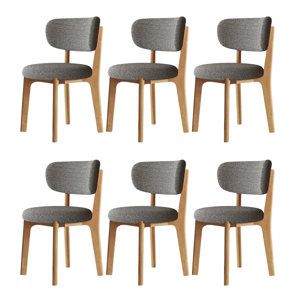 Esszimmerstühle 4er Set mit Polsterung, Holzbeine in Walnuss, Khaki, Küchenstühle mit geschwungener Rückenlehne