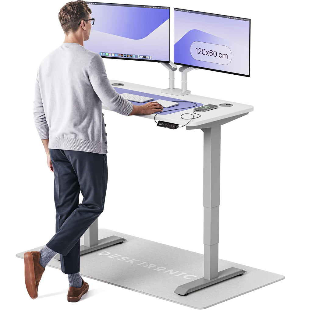 Desktronic HomePro Schreibtisch elektrisch höhenverstellbar, Steh-Sitz Schreibtisch mit Dual Motor, Touchscreen & USB-A/USB-C