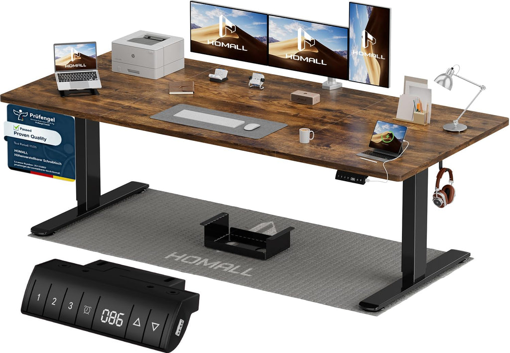 Homall Elektrischer Schreibtisch höhenverstellbar Weiß – Standing Desk mit USB-A, Memory-Funktion & Kabelmanagement