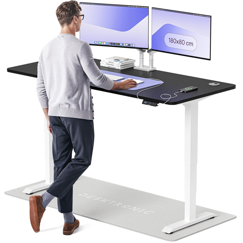 Desktronic HomePro Schreibtisch elektrisch höhenverstellbar, Steh-Sitz Schreibtisch mit Dual Motor, Touchscreen & USB-A/USB-C