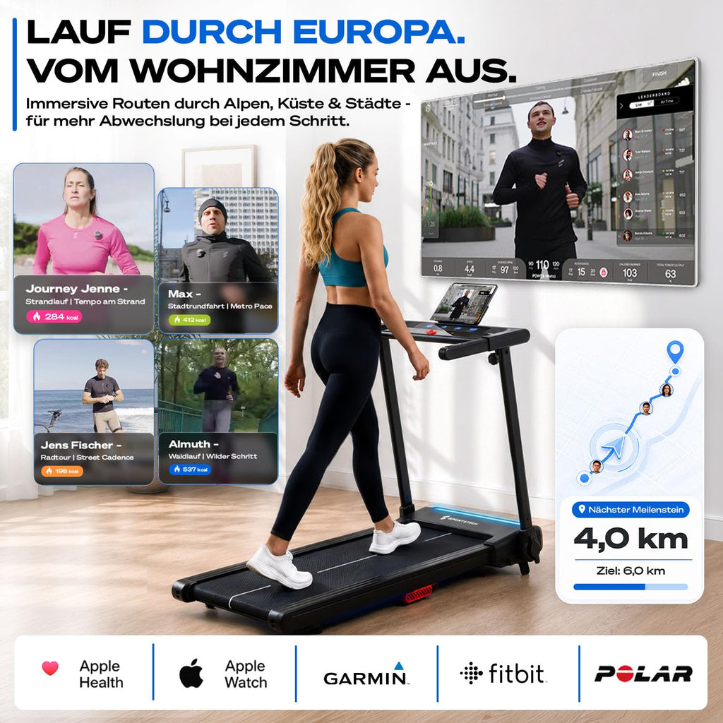 Sportstech, Laufband für Zuhause klappbar, bis 12 km/h, 9% Steigung
