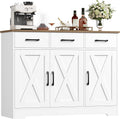 HOCSOK Sideboard, Küchenschrank mit Verstellbaren Ablagen, Weiß & Braun
