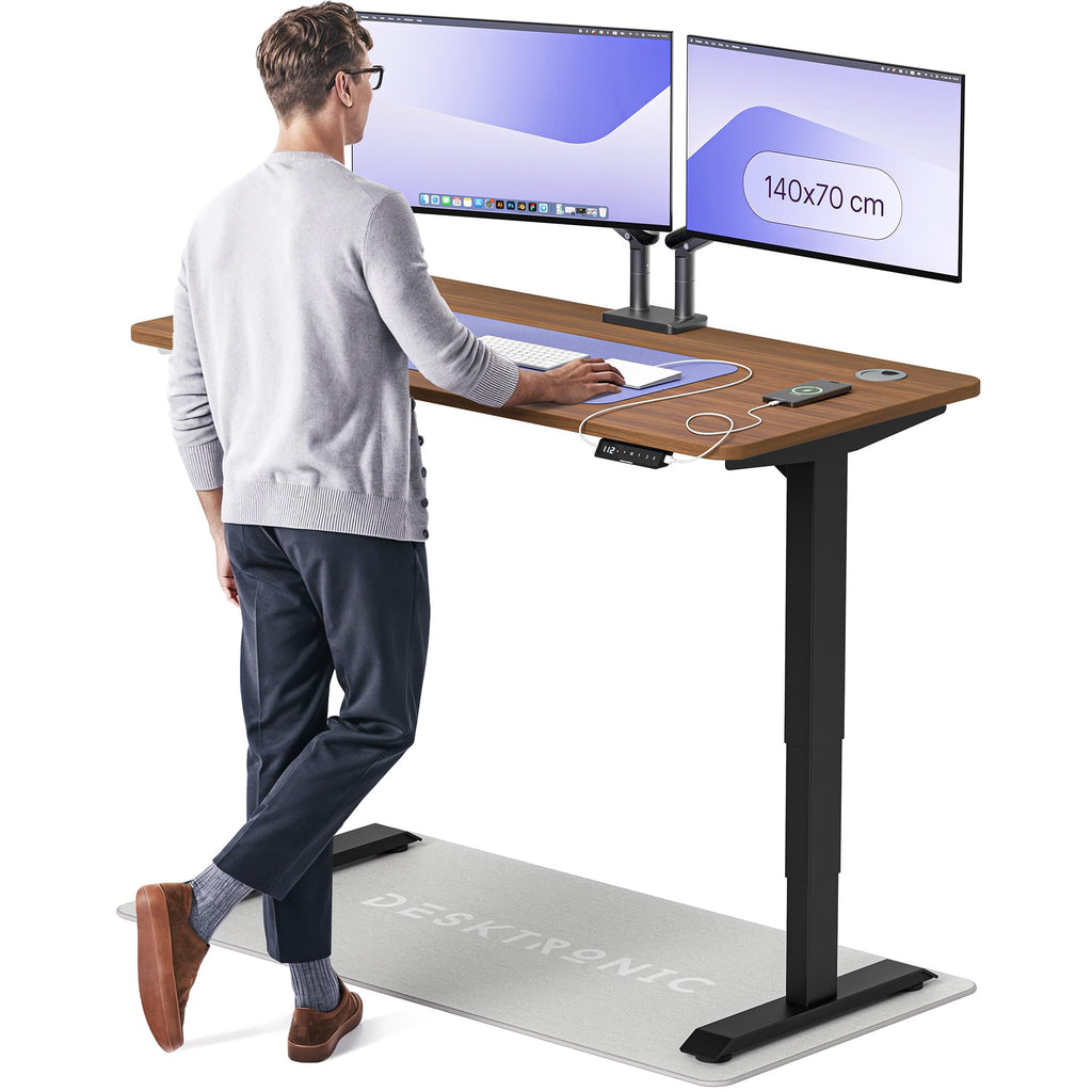 Desktronic HomePro Schreibtisch elektrisch höhenverstellbar, Steh-Sitz Schreibtisch mit Dual Motor, Touchscreen & USB-A/USB-C