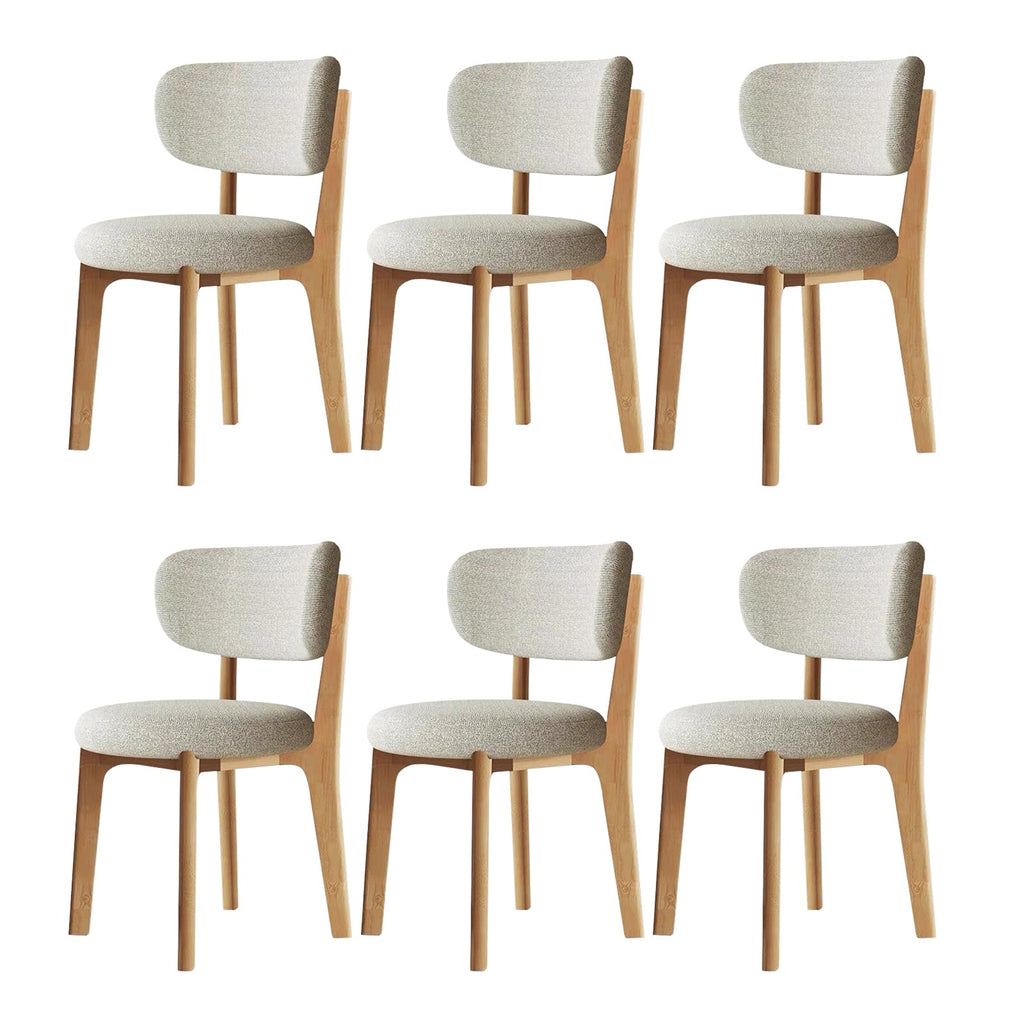Esszimmerstühle 4er Set mit Polsterung, Holzbeine in Walnuss, Khaki, Küchenstühle mit geschwungener Rückenlehne