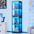 BROTTAR Glasvitrine mit Dreifarbig LED Beleuchtung und Glastüren, Glasvitrine Stehend mit Körpersensor-System, Sammlervitrine für Wohnzimmer, Büro, Bücher, Spielzimmer, Schwarz (40 x 35 x 160cm)
