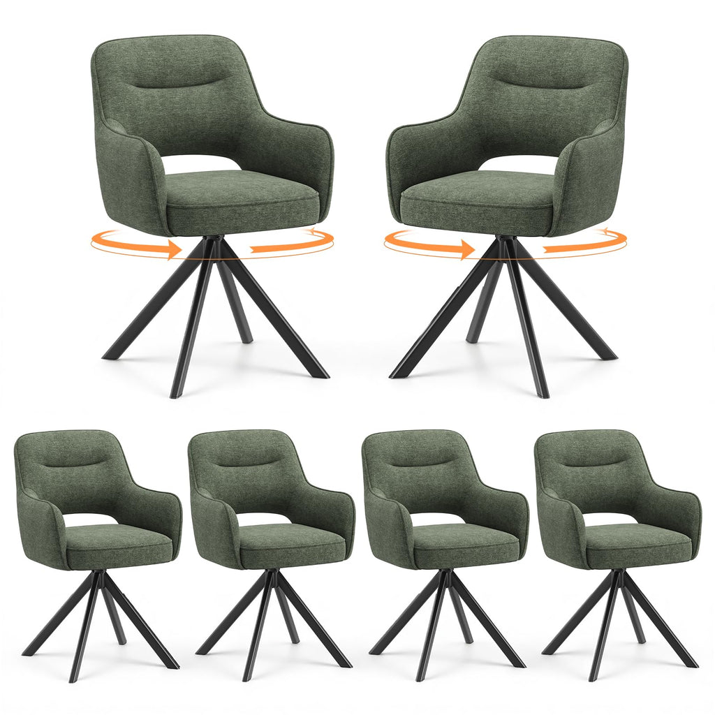 COLAMY Drehstühle für Esszimmer, 2er Set, Drehbare Polsterstühle mit Armlehnen und Rückenlehne, Bequeme Küchenstühle für Wohnzimmer & Essbereich, Beige