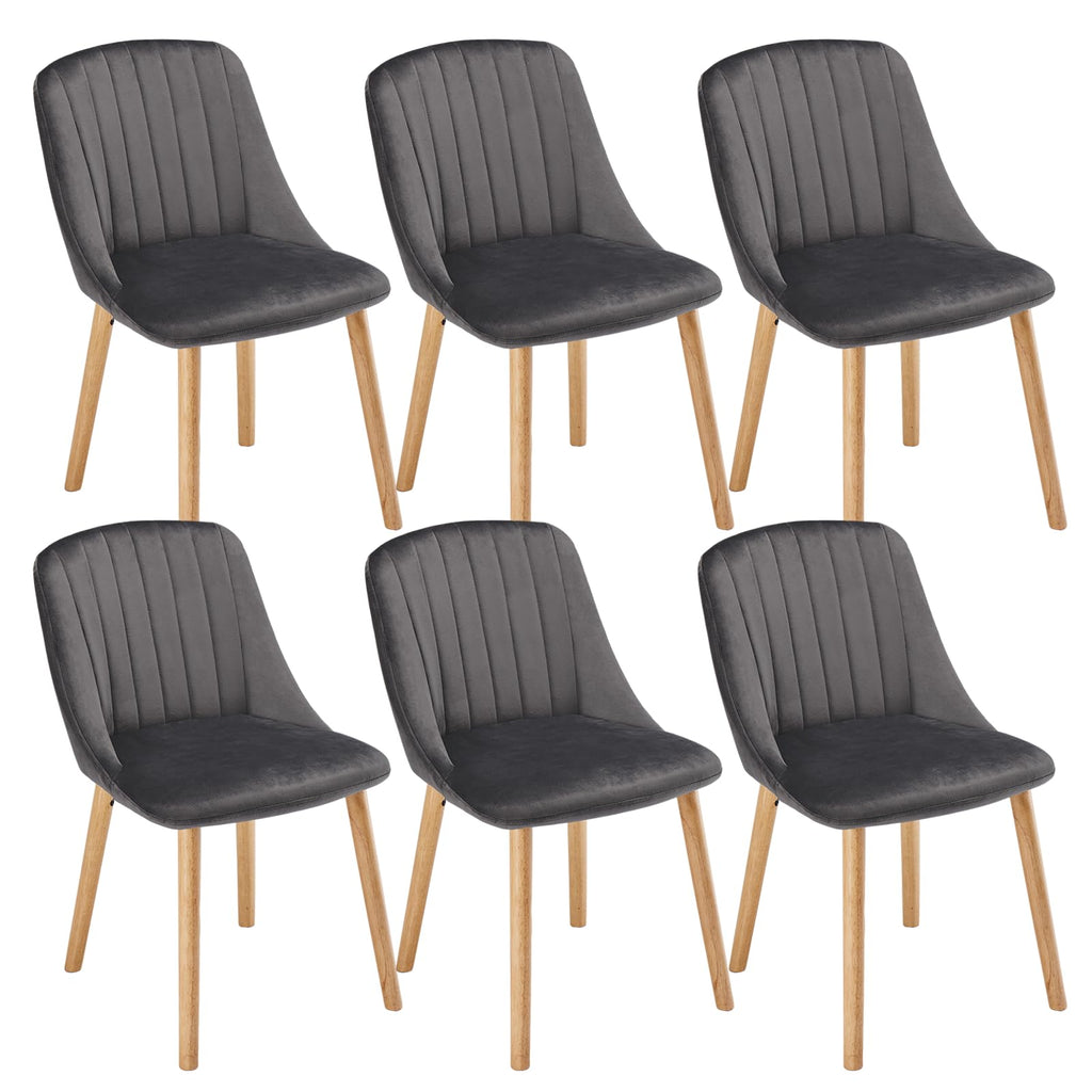 Esszimmerstühle Beige 4er Set Holzbeine Polsterstuhl Küchenstuhl aus Polyester Stühle Esszimmer Wohnzimmerstuhl für Esszimmer Küche Büro