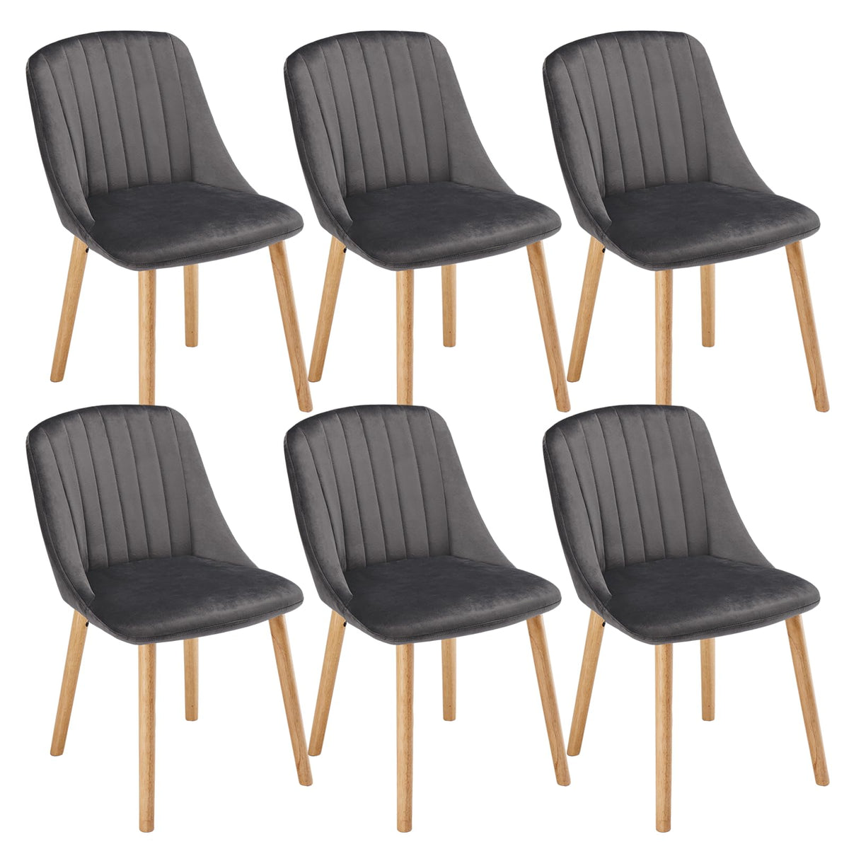Esszimmerstühle Beige 4er Set Holzbeine Polsterstuhl Küchenstuhl aus Polyester Stühle Esszimmer Wohnzimmerstuhl für Esszimmer Küche Büro