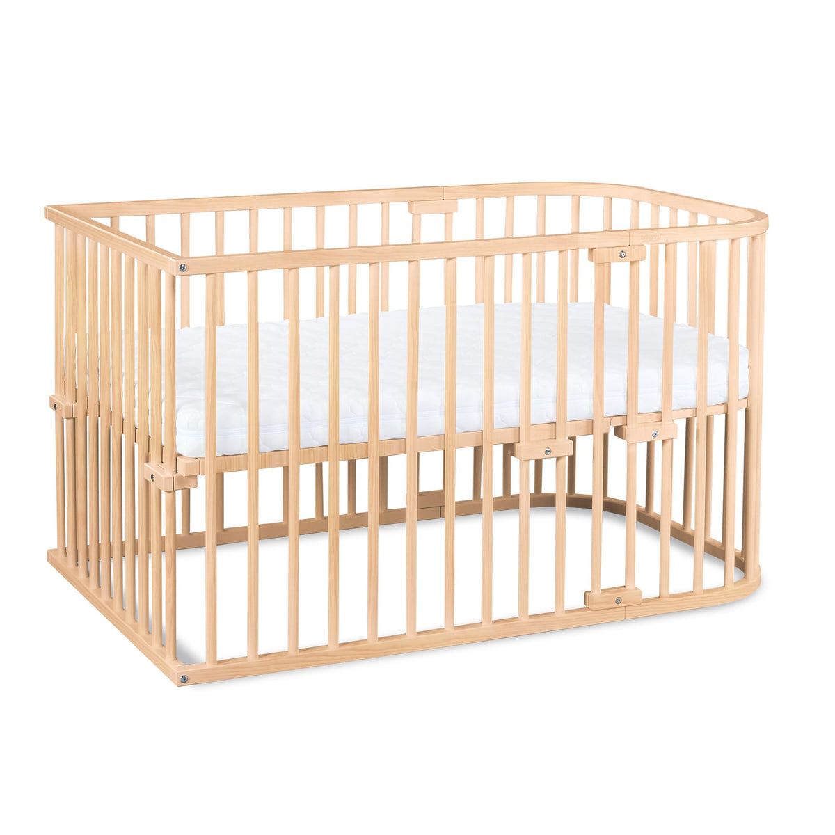 babybay Original Beistellbett aus massivem Buchenholz mit Matratze, höhenverstellbares Babybett für Neugeborene