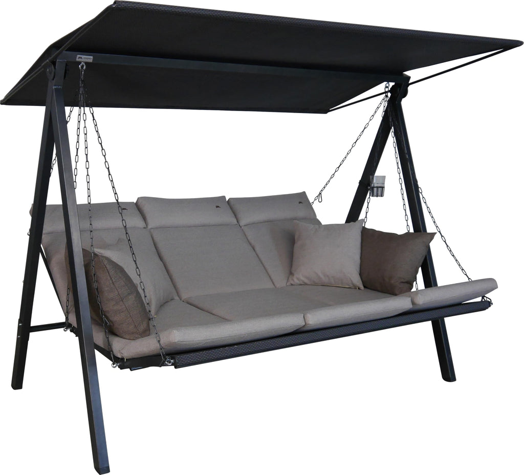 ANGERER Hollywoodschaukel Lounge Smart 3-Sitzer mit Bettfunktion & Sonnendach – Gartenschaukel mit Liegefunktion, Made in Germany