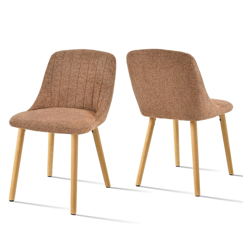 Esszimmerstühle Beige 4er Set Holzbeine Polsterstuhl Küchenstuhl aus Polyester Stühle Esszimmer Wohnzimmerstuhl für Esszimmer Küche Büro