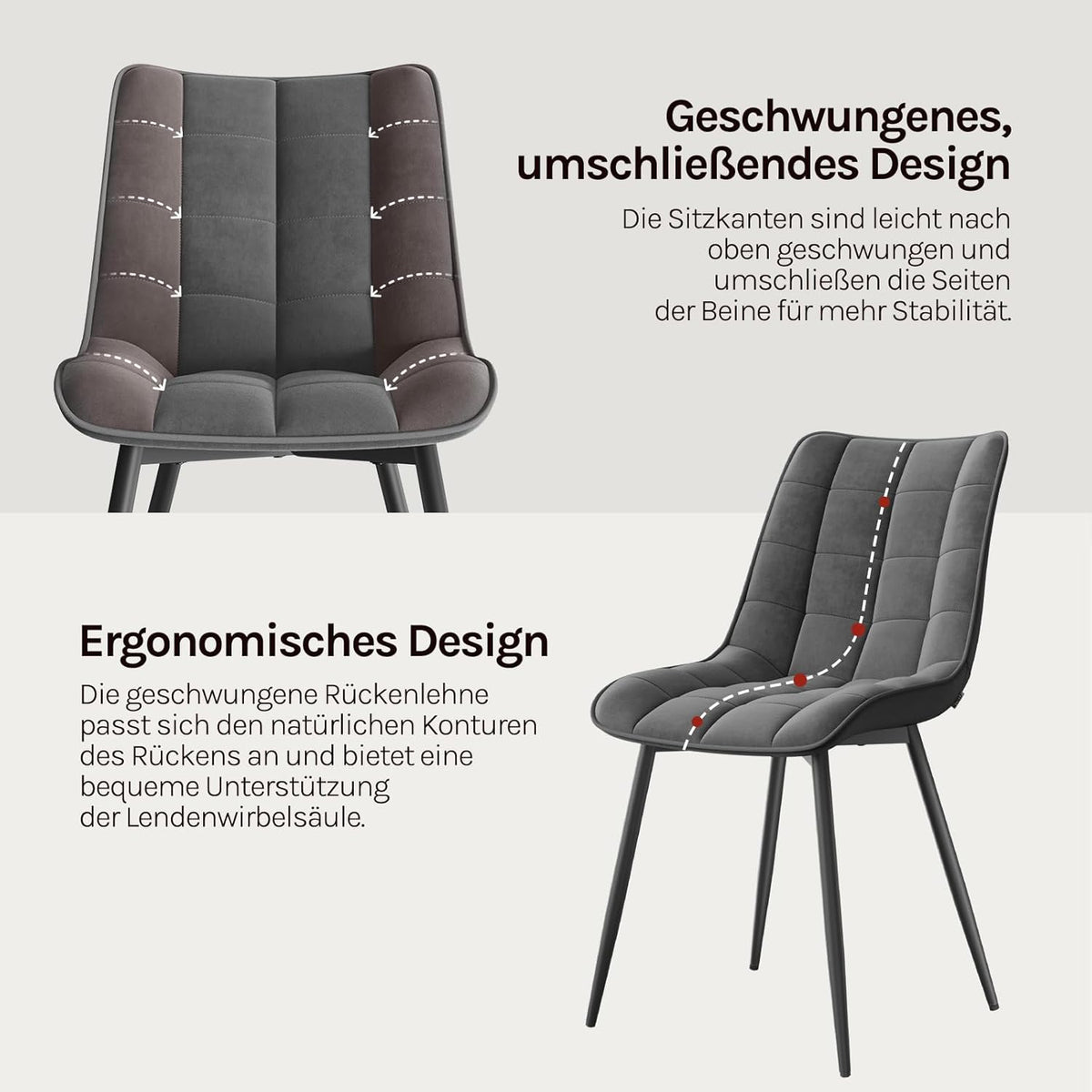 WOLTU Esszimmerstühle 4er Set, Küchenstühle gepolstert mit Rückenlehne