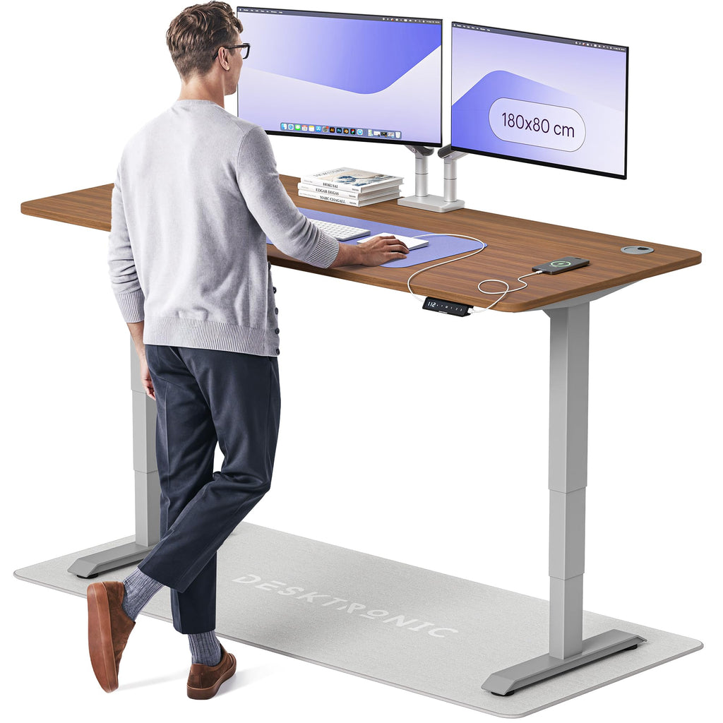 Desktronic HomePro Schreibtisch elektrisch höhenverstellbar, Steh-Sitz Schreibtisch mit Dual Motor, Touchscreen & USB-A/USB-C