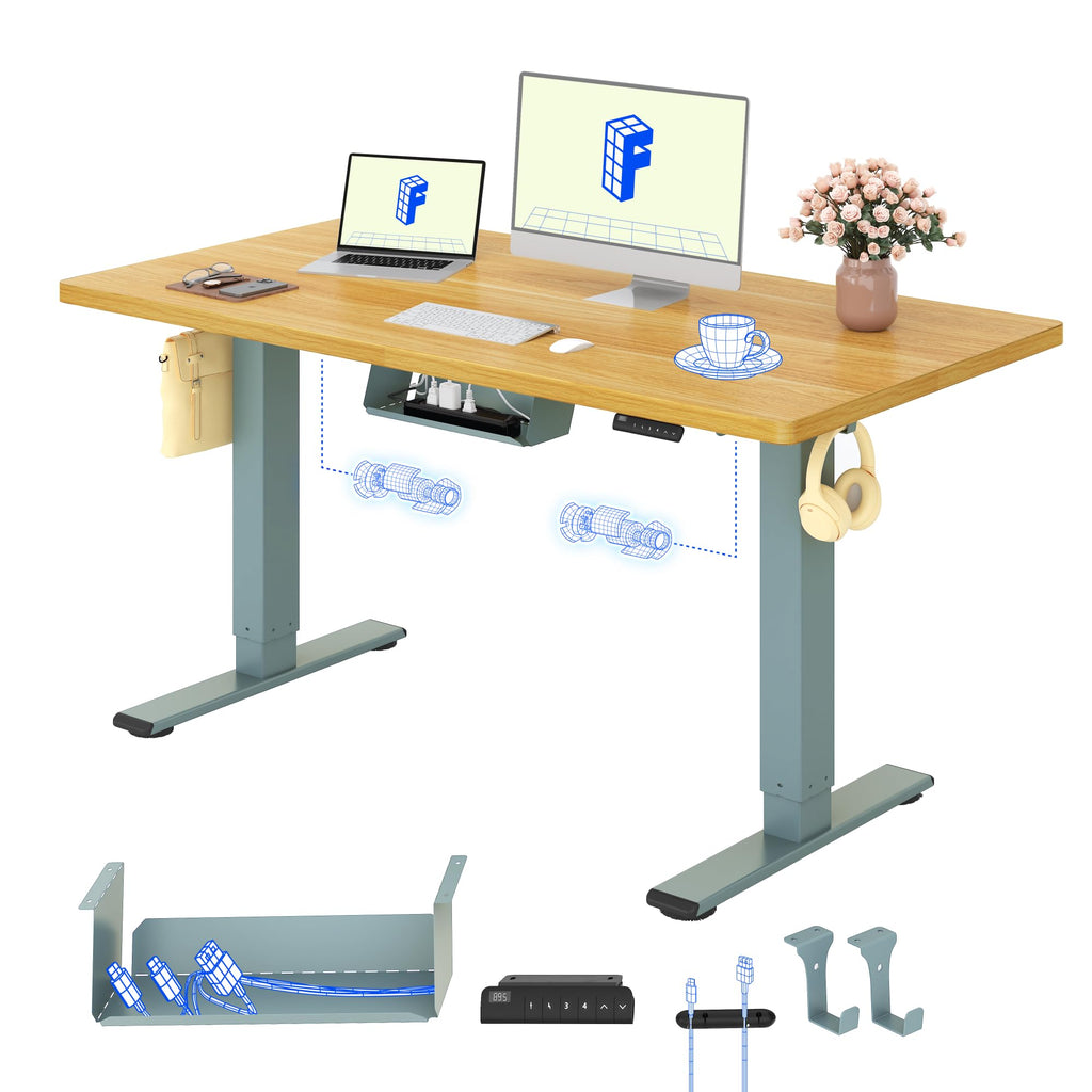 FLEXISPOT Höhenverstellbarer Schreibtisch elektrisch, Doppelmotor 160x80 cm