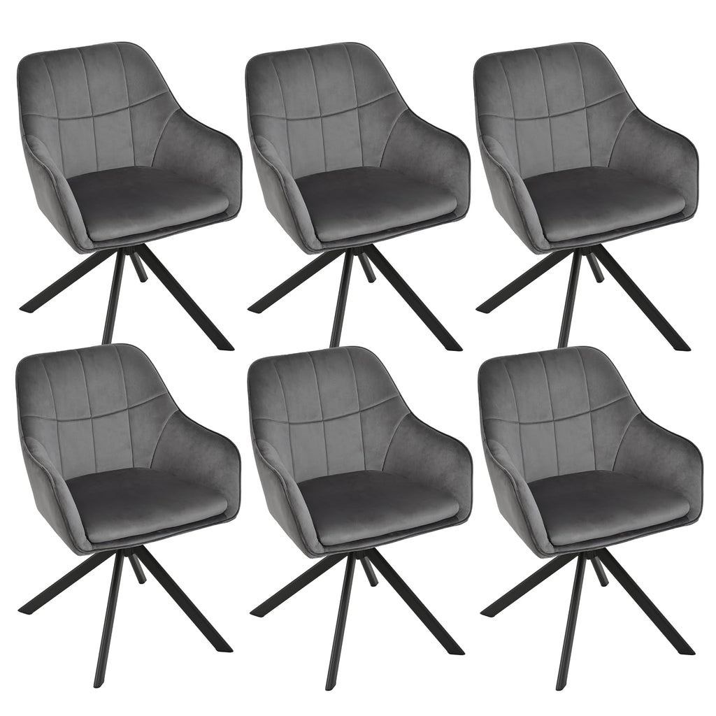 Esszimmerstühle drehbar 4er Set Grau Armlehnenstuhl Polsterstuhl drehstuhl Esszimmer drehstühle aus Samt Küchenstuhl mit Metallbeine für Wohnzimmer Esszimmer