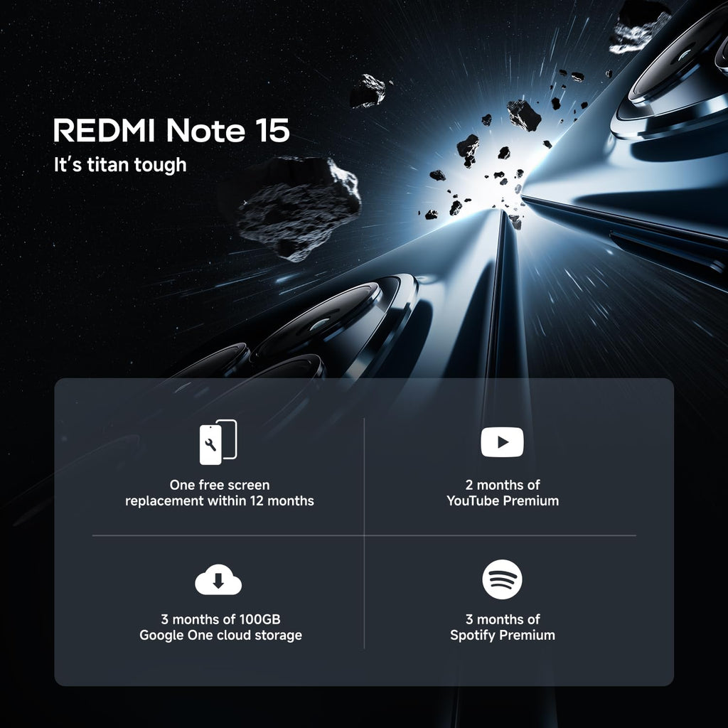 XIAOMI REDMI Note 15 Smartphone 8+256GB, 6000mAh, 108MP Kamera, Schwarz