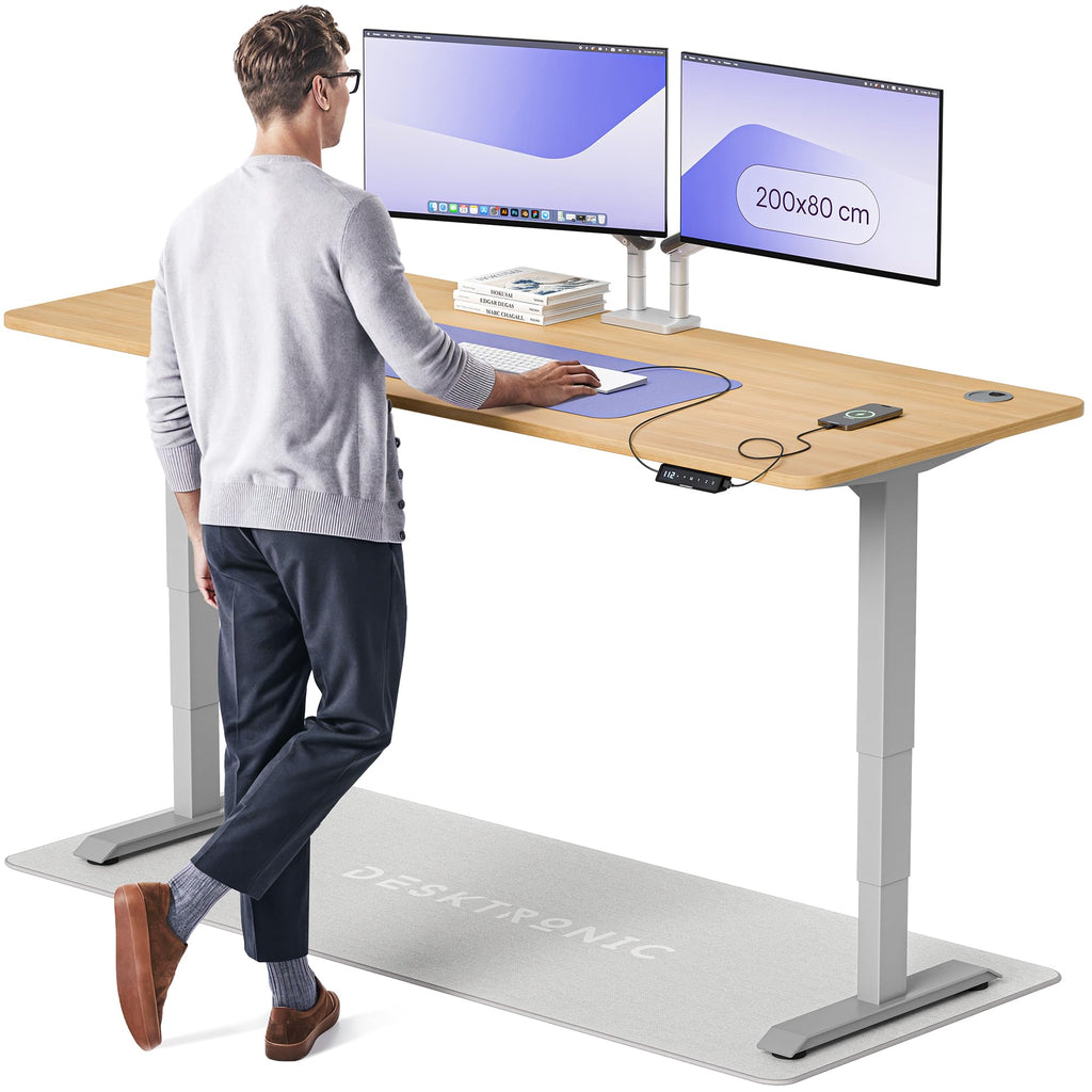 Desktronic HomePro Schreibtisch elektrisch höhenverstellbar, Steh-Sitz Schreibtisch mit Dual Motor, Touchscreen & USB-A/USB-C