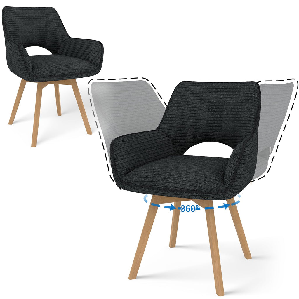 JIJIAN 2er Set 360° Drehbare Esszimmerstühle mit Armlehnen, Grün