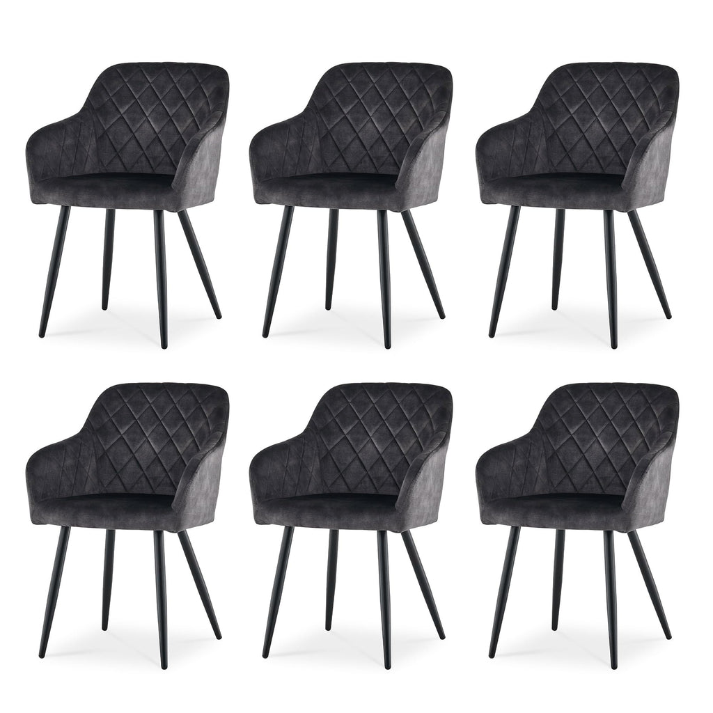 CLIPOP Esszimmerstühle 4er Set, Küchenstühle Grau Kunstlederstoff stühle Polsterstühle mit Armlehne Metallbeine Polstersessel Stühle für Esszimmer Küche (4, Kunstleder Grau)