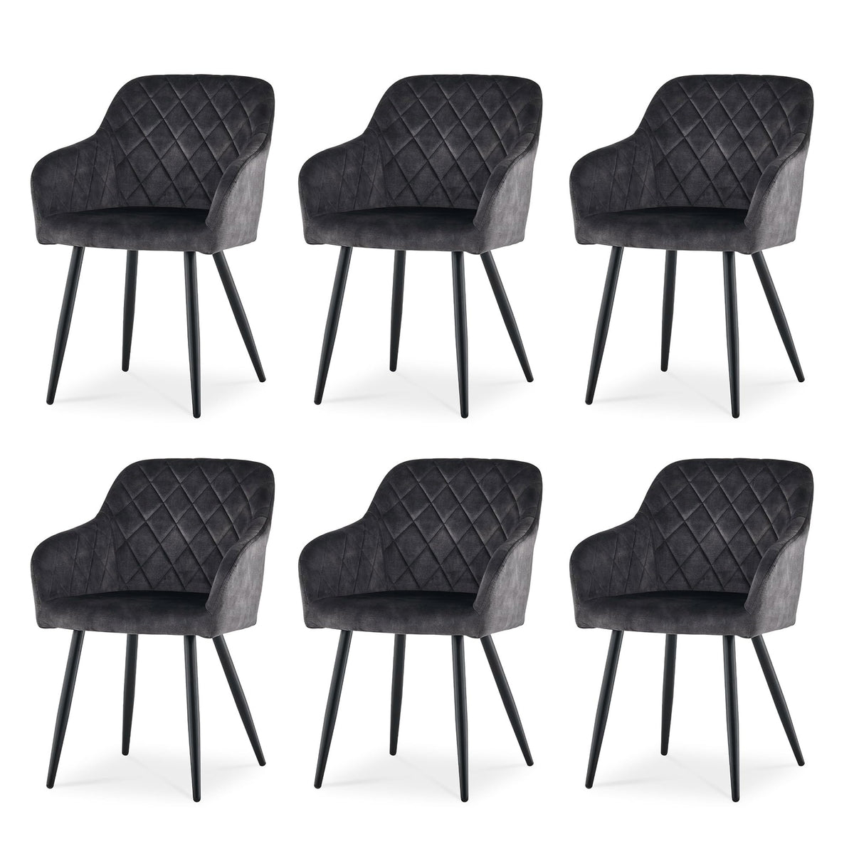 CLIPOP Esszimmerstühle 4er Set, Küchenstühle Grau Kunstlederstoff stühle Polsterstühle mit Armlehne Metallbeine Polstersessel Stühle für Esszimmer Küche (4, Kunstleder Grau)