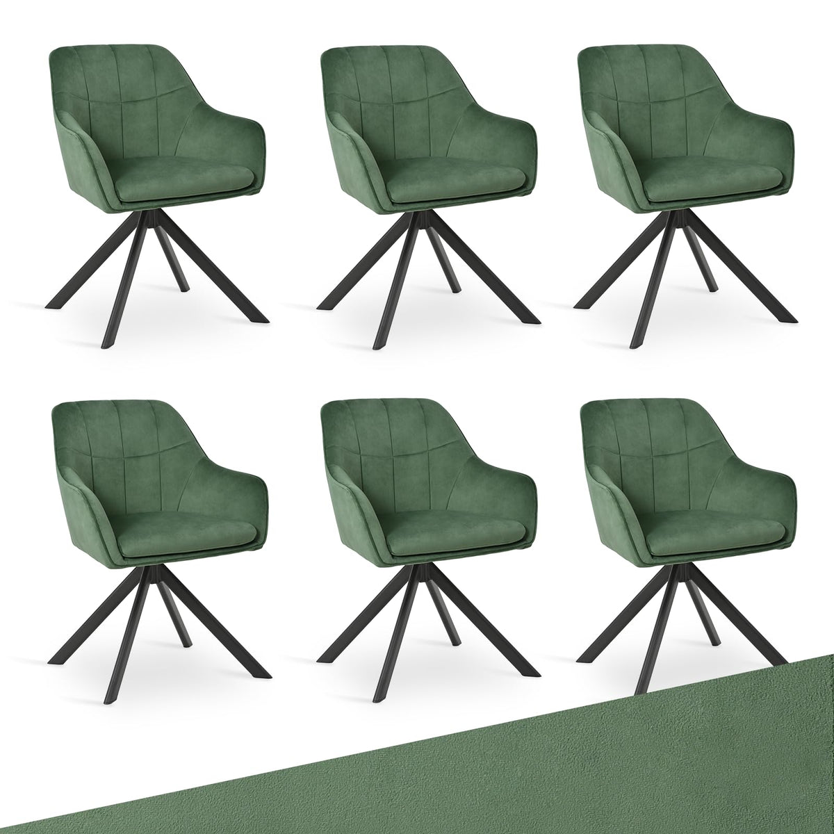 Esszimmerstühle drehbar 4er Set Grau Armlehnenstuhl Polsterstuhl drehstuhl Esszimmer drehstühle aus Samt Küchenstuhl mit Metallbeine für Wohnzimmer Esszimmer