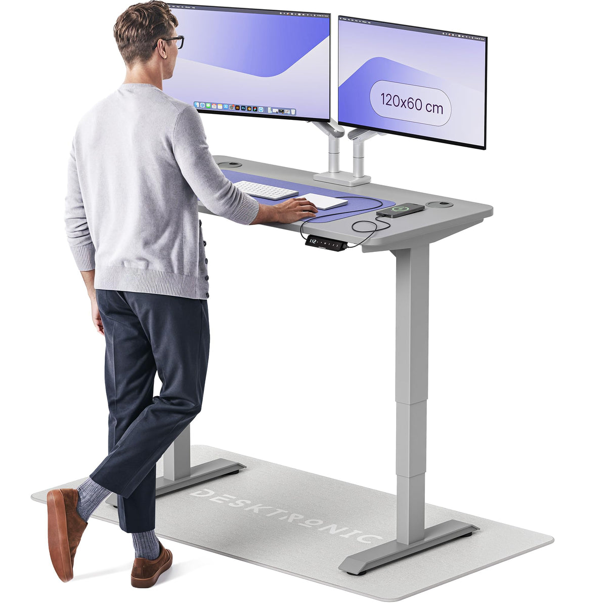 Desktronic HomePro Schreibtisch elektrisch höhenverstellbar, Steh-Sitz Schreibtisch mit Dual Motor, Touchscreen & USB-A/USB-C