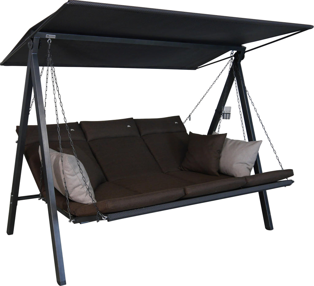 ANGERER Hollywoodschaukel Lounge Smart 3-Sitzer mit Bettfunktion & Sonnendach – Gartenschaukel mit Liegefunktion, Made in Germany