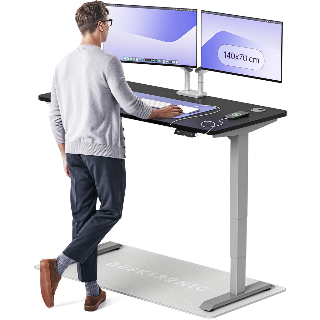 Desktronic HomePro Schreibtisch elektrisch höhenverstellbar, Steh-Sitz Schreibtisch mit Dual Motor, Touchscreen & USB-A/USB-C